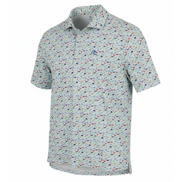Rhoback Other - Rhoback The Jurassic Polo Shirt Large Multicolor Dinosaur AOP Performance Golf